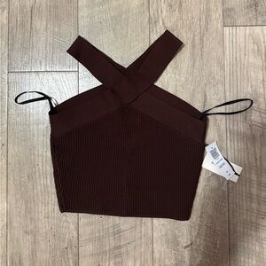 🌀NEW Aritzia Babaton Sculpt Knit Top - Size Small | Brown